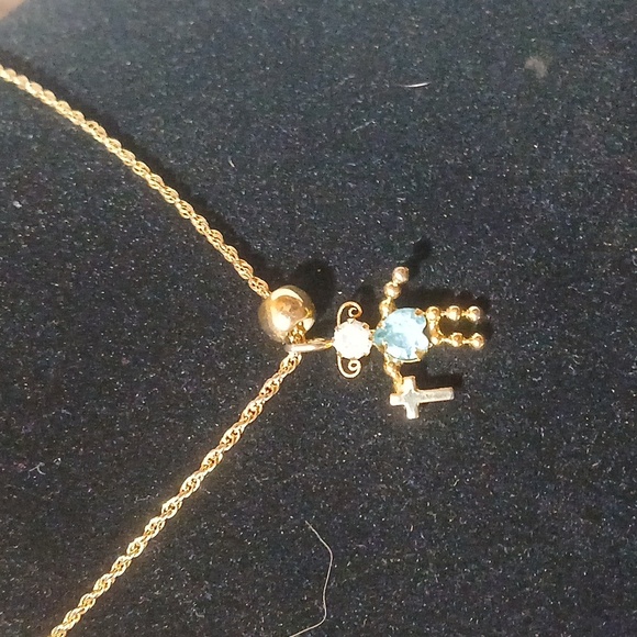 Gold Charm Necklace with Multicolor Accents - Picture 8 of 9